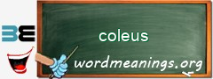 WordMeaning blackboard for coleus